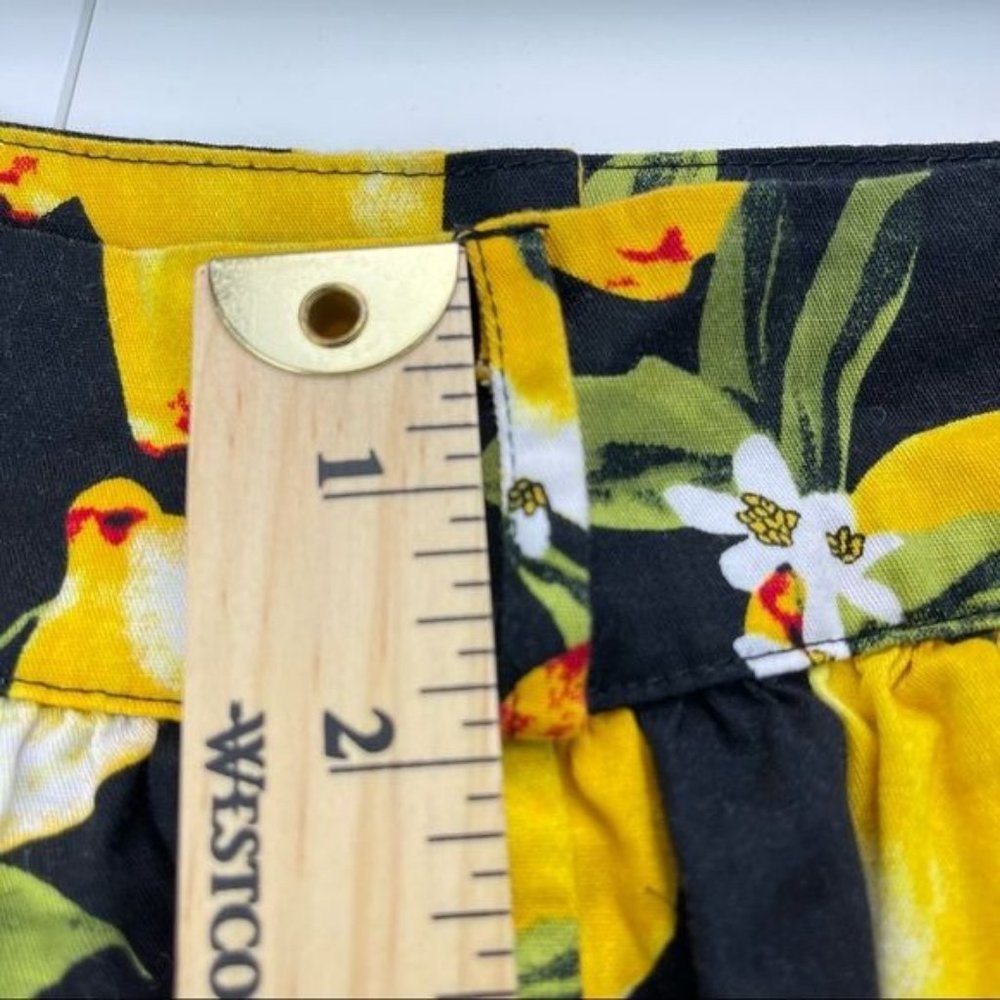LULUMARI Large Lemon Print Black Button Front Maxi Skirt Size Small - Picture 7 of 8